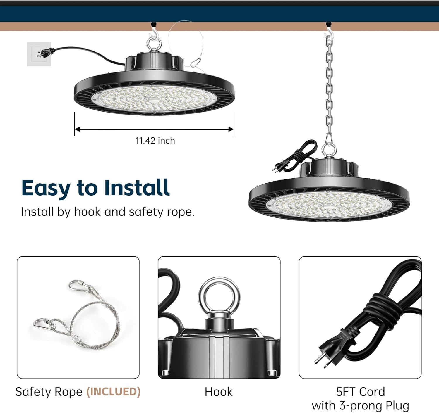 UFO Industrial Warehouse High Bay Light 100W-200W Remote Control Aluminum IP65 ETL Certified 6000K for Ceiling Light