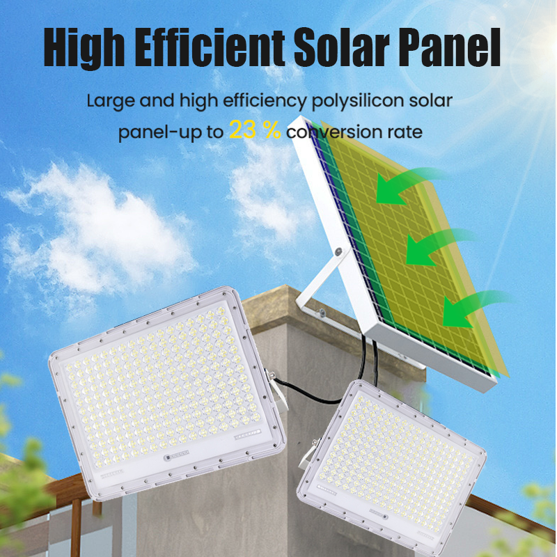 IP65 Waterproof SMD Aluminum LED Solar Flood Light with Remote Control Radar Sensor for Outdoor Garden Lighting