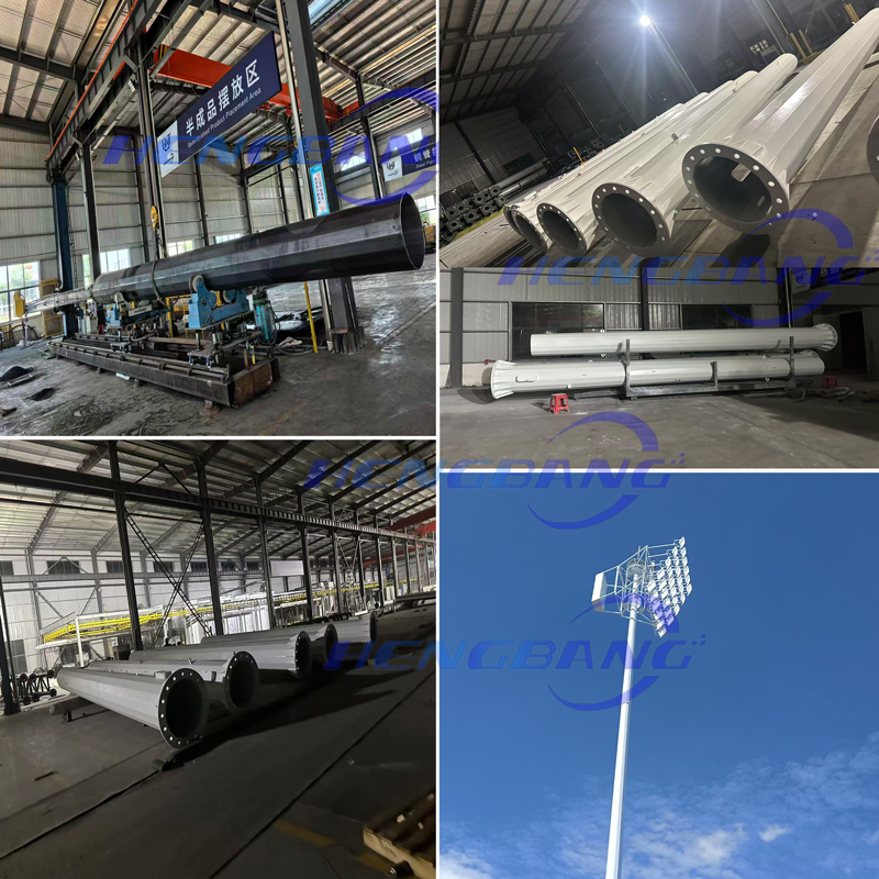 10m 12m 15m 16m 18m 20m 25m 30m Galvanized High Mast Pole With 300w 500w 600w Led Light For Square Football Stadium