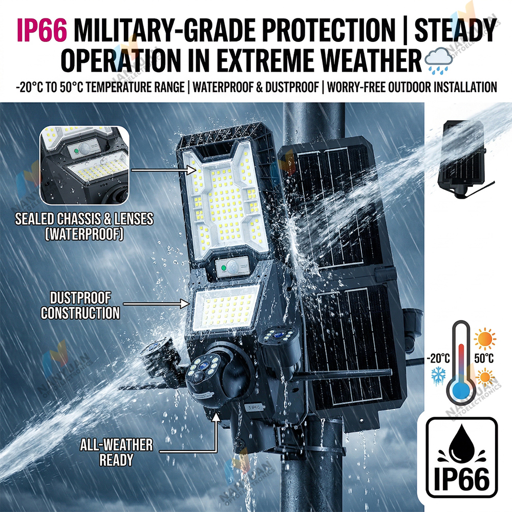 APP Controlled Plastic Solar Street Light with Camera IP65 4G/WiFi LiFePO4 Battery LED CCTV Security for Road