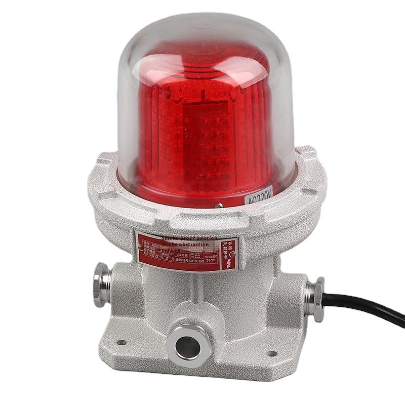 CBZ 10W LED Aviation Obstruction Beacon Light Flashing Red Explosion-Proof Tile IP65 AC220V Aluminum for Chimney Base Type AR111