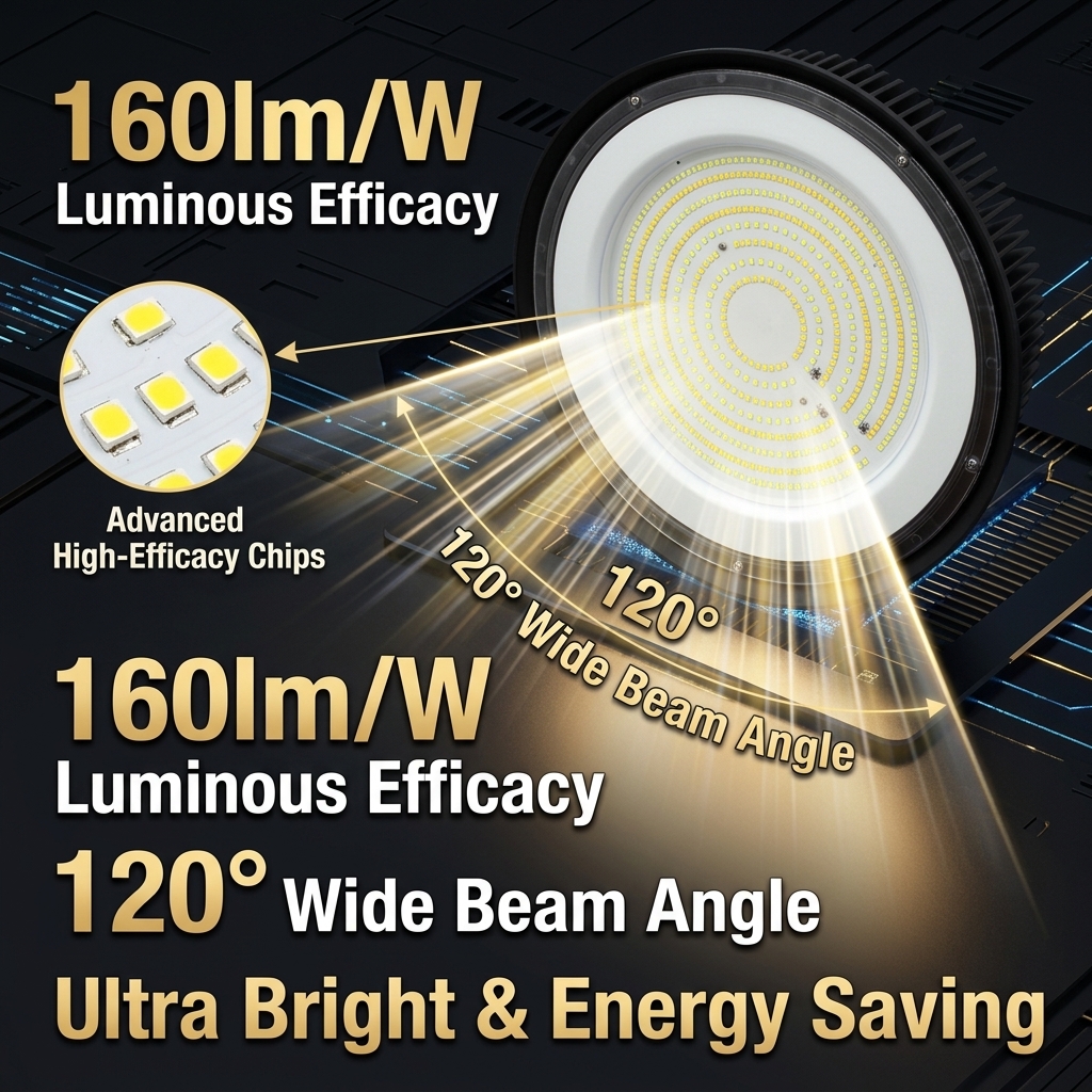 CE ETL Industrial Highbay Lighting IP65 Waterproof 160LM/W LED High Bay Lights 100W 150W 200W 240W-3CCT In ONE Warehouse Light
