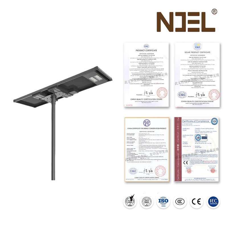 All One Solar LED Street Light Camera IP65 Battery-Powered 20W Integrated Smart Security Lighting System 8M Pole 11-12hrs/Night