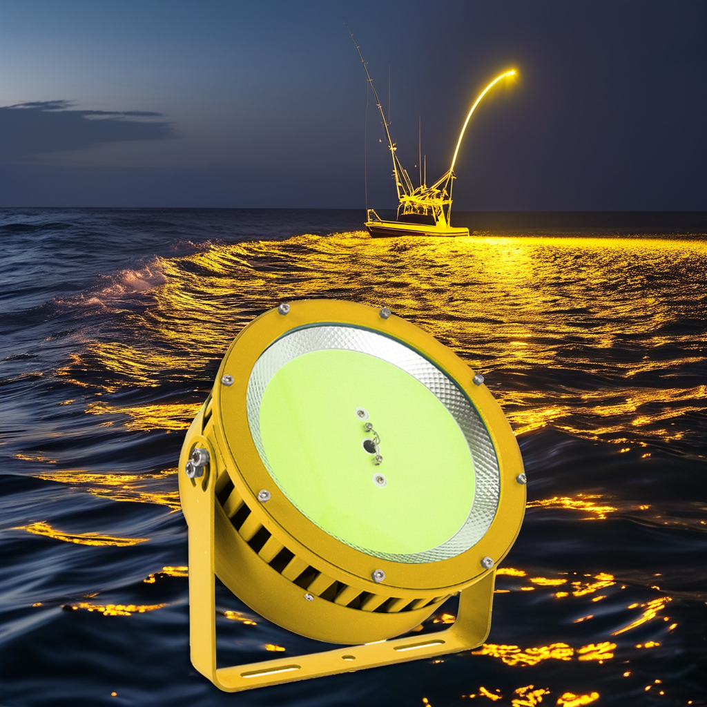Custom 600W-1200W LED Fishing Lamp Fish Attracting Blue Green Light IP66 Rechargeable 100m Lighting Distance