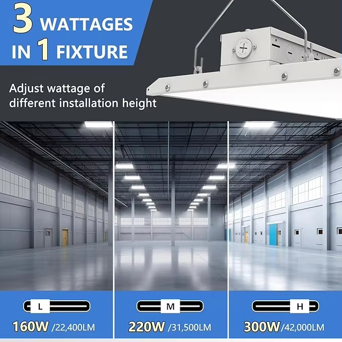 Baylight Usa In Stock 80W-400W 3CCT&amp;3WATT IP65 Motion Sensor 2ft/4ft Linear High Bay for Workshop Panel garage Warehouse Shop
