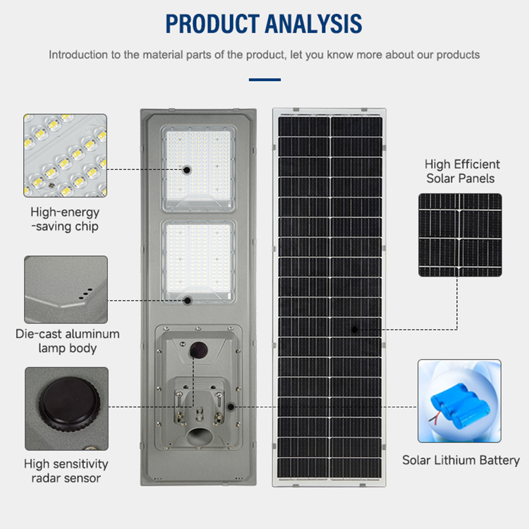 Hot Sale Outdoor Highway Community Die Cast Aluminum Ip66 300w 400w 600w Municipal Project Led All in One Solar Street Light