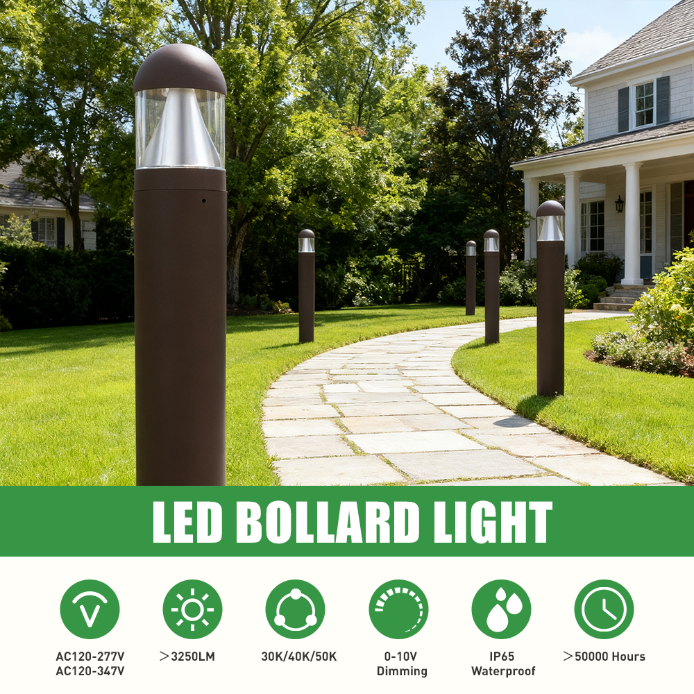 High Voltage AC120V 277V Luxury Bollard Light Lawn Courtyard Driveway Pathway Modern Outdoor Landscape Path Light