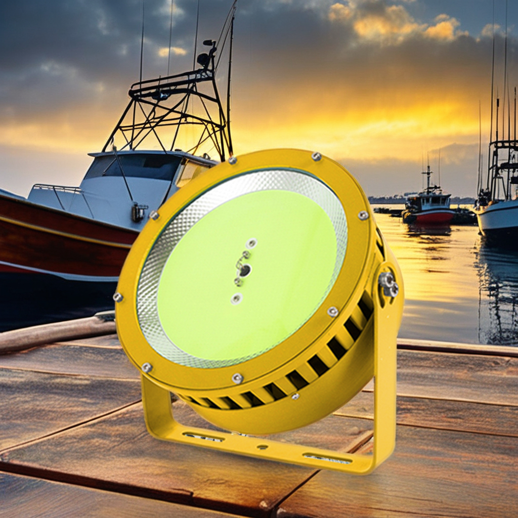 Custom 600W-1200W LED Fishing Lamp Fish Attracting Blue Green Light IP66 Rechargeable 100m Lighting Distance