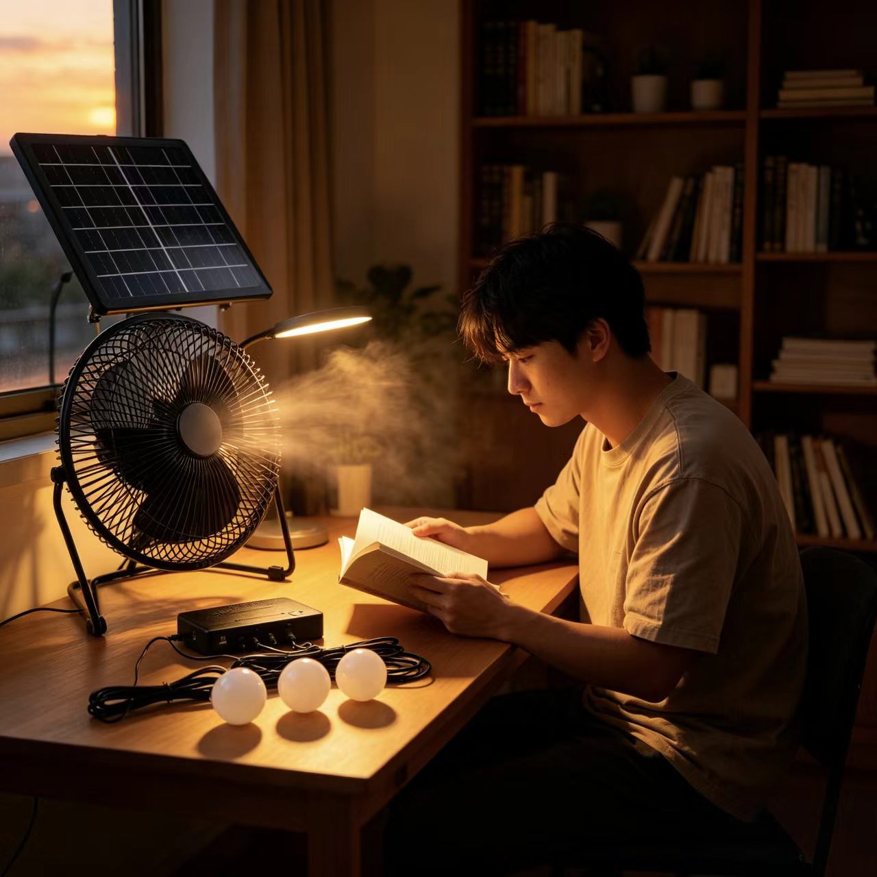 Complete Solar Energy Kit: 3 LED Bulbs &amp; 5-in-1 USB Charger for Home, Camping &amp; Emergency Lighting