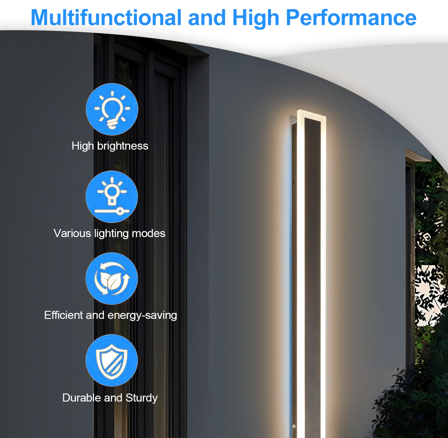 36inch 30W IP65 Frosted Acrylic LED Modern Wall Lamp Outdoor Black Long Exterior Wall Mount Linear Outdoor Light