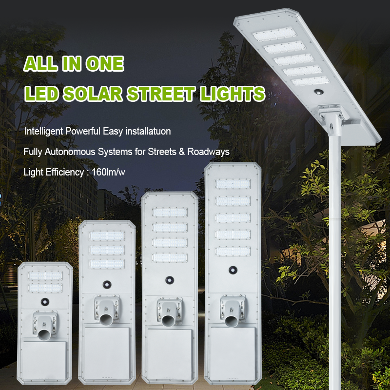 Outdoor Waterproof Solar Garden and Street Lights with Smart LED Driver for Wall Mount and Landscape Lighting