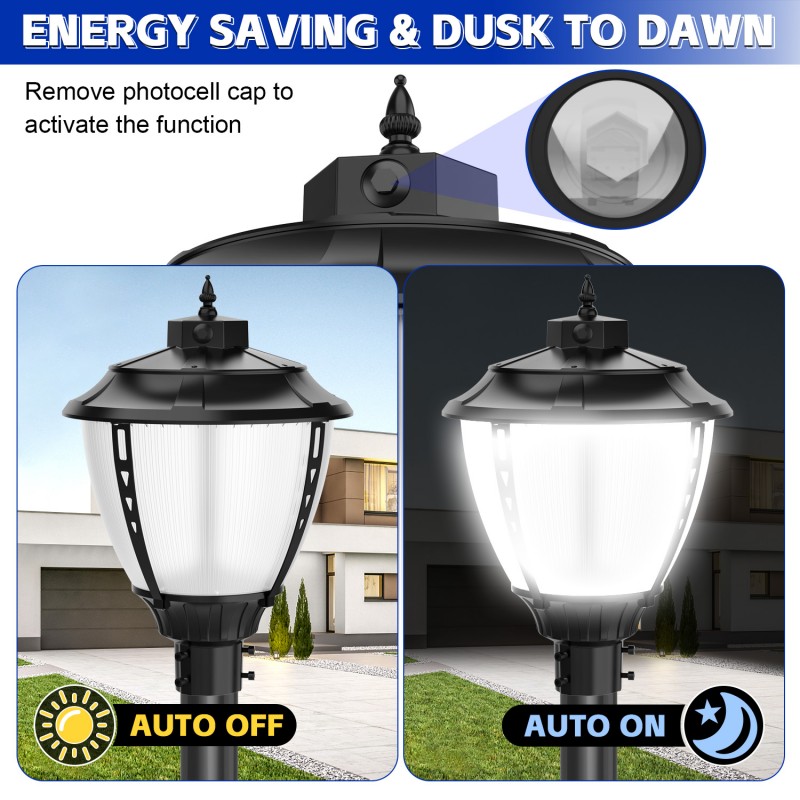LED Street Lamp 200W 3CCT Tunable Cast Aluminum Vintage IP65 Rating AC Power Supply 100W Garden Outdoor Post Top Pole Light