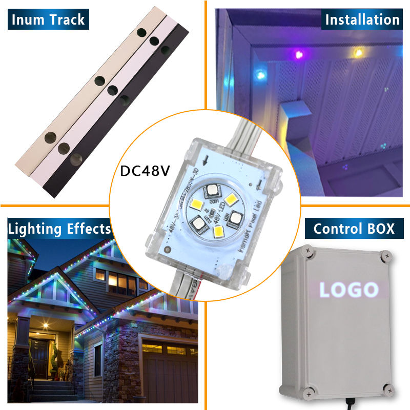 Rgbw 48v Jellyfish Pixel Point Light 2904 Landscape Outdoor Waterproof Point Light Rgbic Permanent Christmas Holiday Lights
