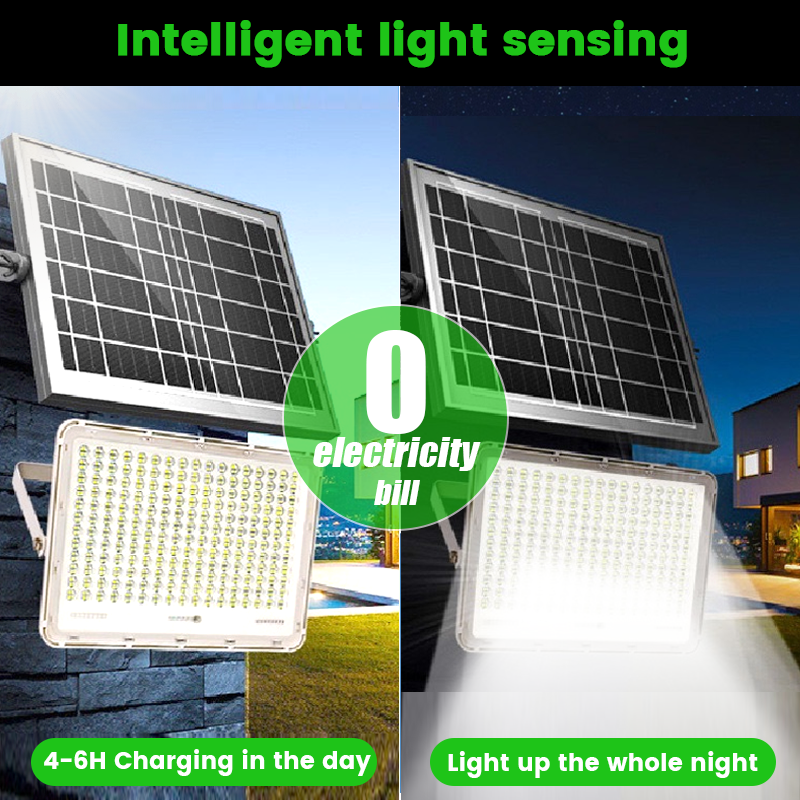 IP65 Waterproof SMD Aluminum LED Solar Flood Light with Remote Control Radar Sensor for Outdoor Garden Lighting