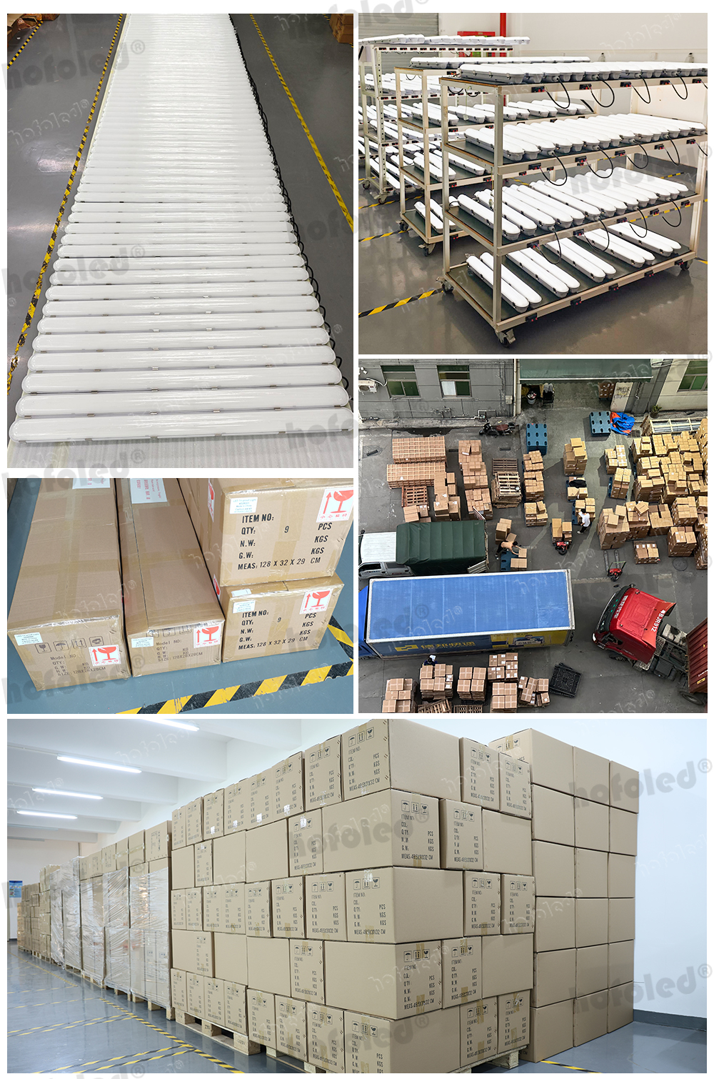 IP69K LED Vapor Tight Light PMMA NSF HACCP Certified High Pressure Washdown 80-100 Bar Batten Tri-proof Light for Food Grade