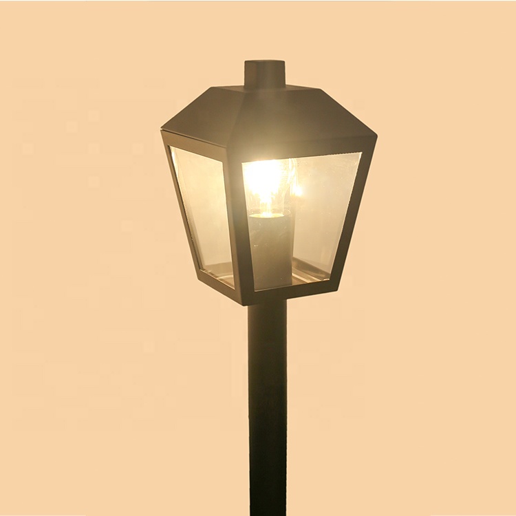 Modern E27 LED Landscape Villa Outdoor Lights Die-Cast Aluminum Trapezoid PC Shade Waterproof AC Power Supply for Garden Lawn