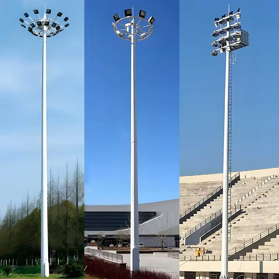 High Mast Stadium Sport Field Led Flood Light Pole 10m 12m 15m 16m 18m 20m 25m 30m 35m Led High Mast Stadium Light For Sea Port