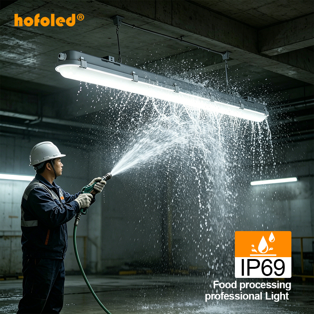 IP69K LED Vapor Tight Light PMMA NSF HACCP Certified High Pressure Washdown 80-100 Bar Batten Tri-proof Light For Food Grade