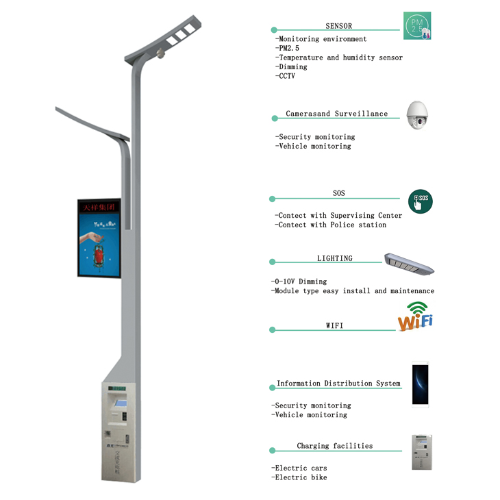 Smart Street Lighting System 5g Wifi Intelligent Digital Display LED Solar Street Light for Street Lighting