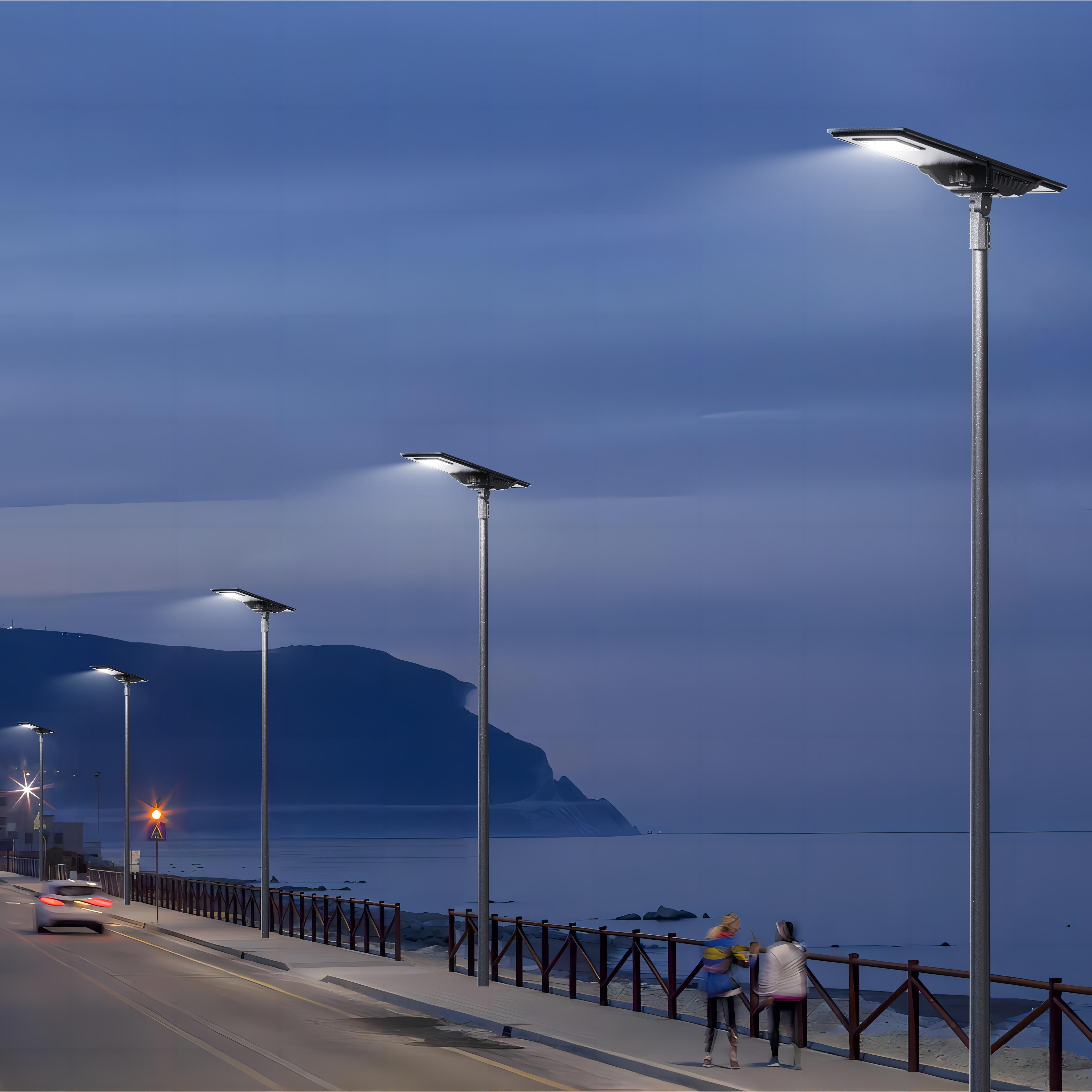 All in One Solar Street Light 80W-120W IP65 Waterproof Lithium Battery Auto Brightness Adjust for Rural Urban Road Lighting