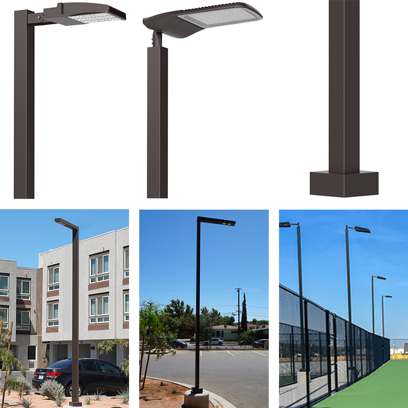 Fast Delivery Solar LED Square Street Light Pole 25ft 3M-9M Silver Steel with Accessories 10-Year Warranty