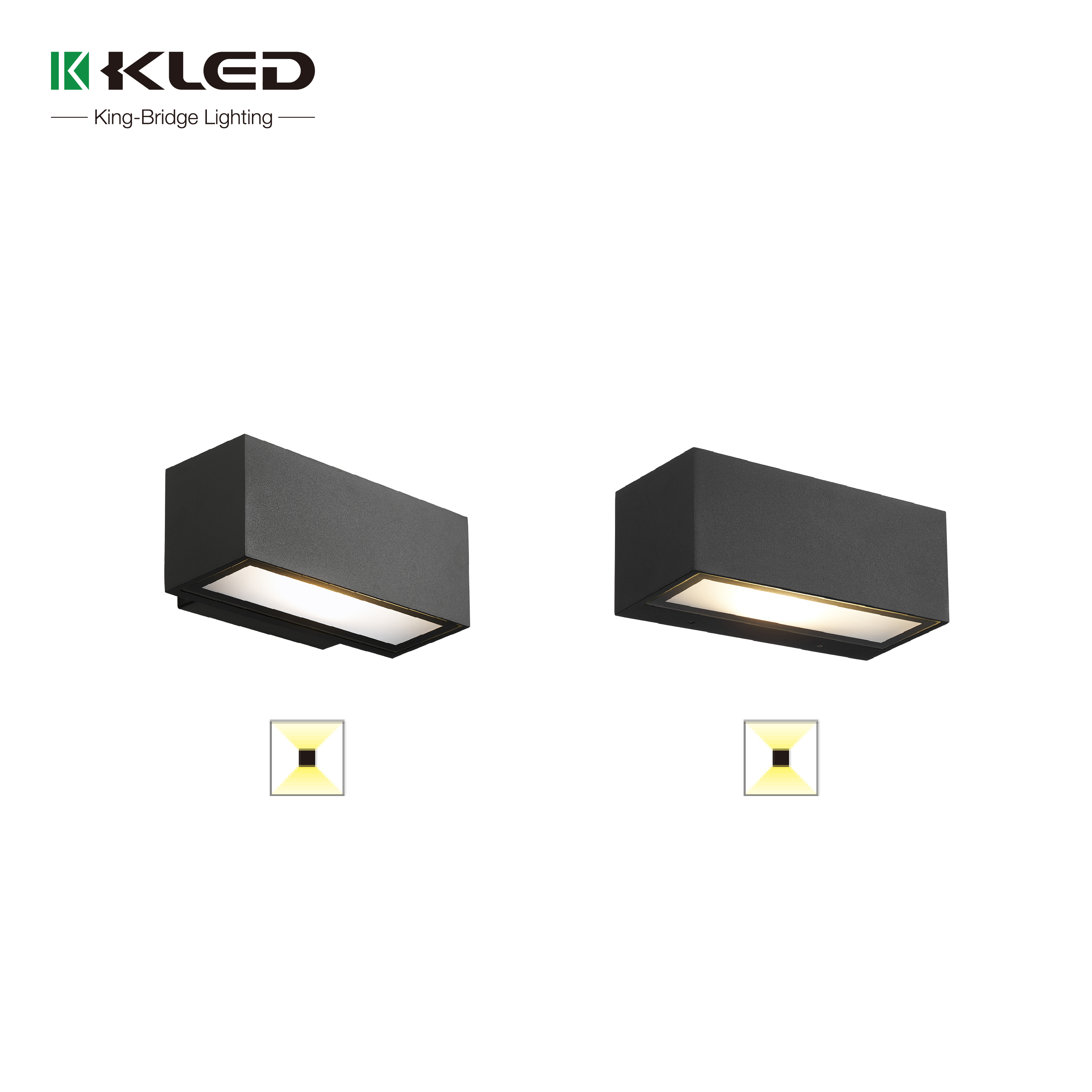 KLED IP65 Waterproof Outdoor Street LED Wall Light Square Shape Aluminum Alloy Body 2700K Warm White Garden Dimmable
