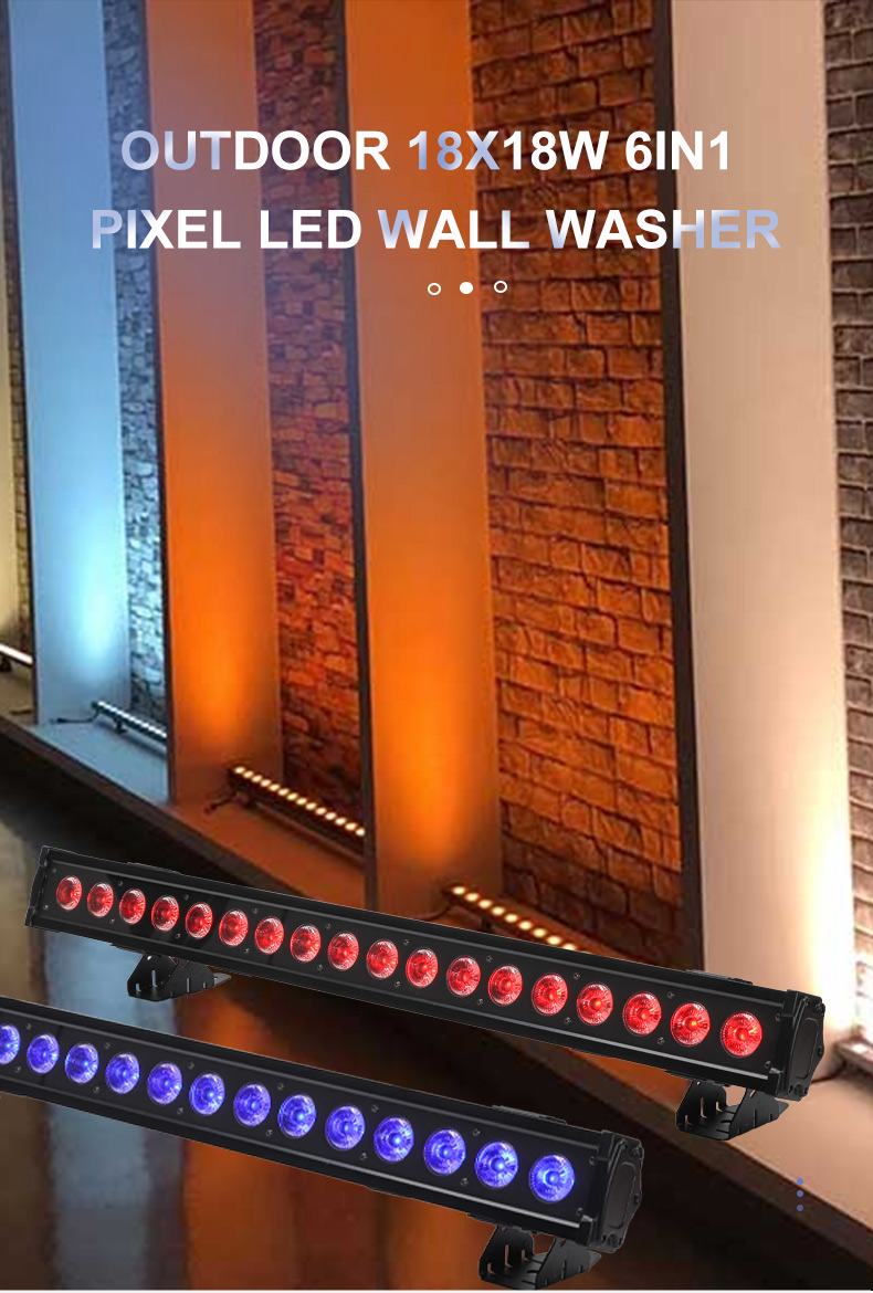 IP65 Waterproof DMX Facade LED Strip 18x18W Outdoor RGBW LED Linear Wall Washer Light for Outdoor Architectural Building Events