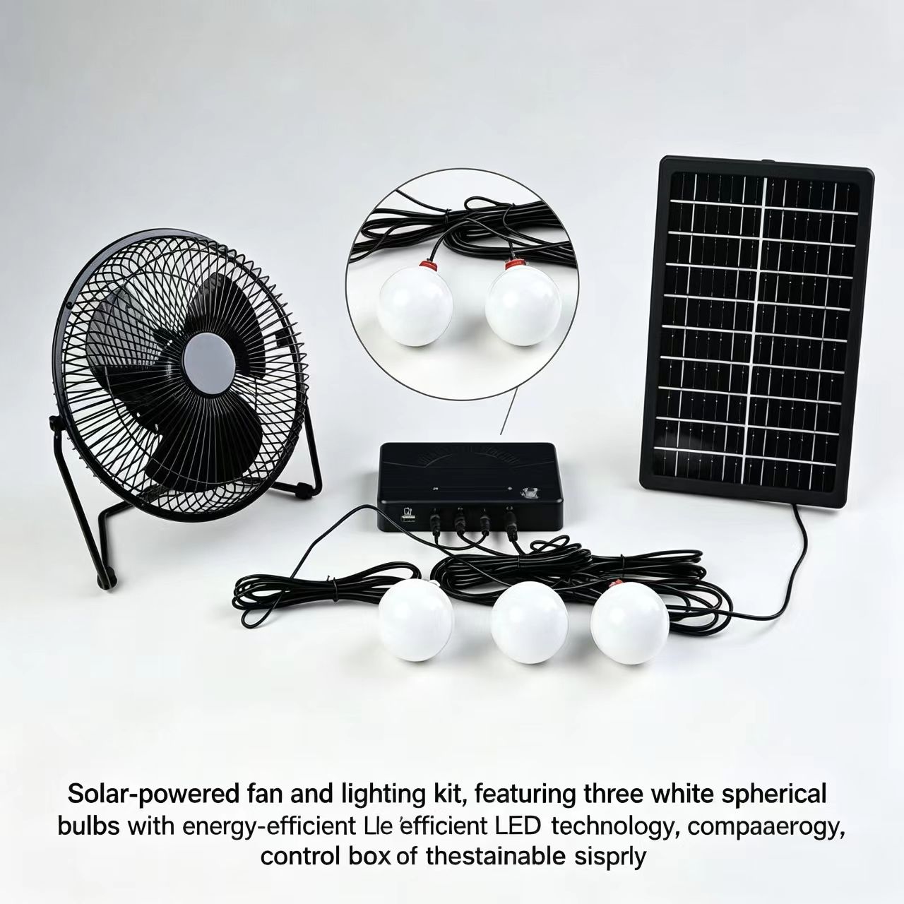 Complete Solar Energy Kit: 3 LED Bulbs &amp; 5-in-1 USB Charger for Home, Camping &amp; Emergency Lighting