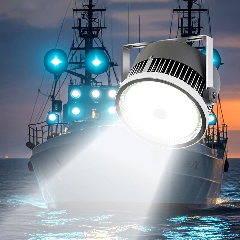 High Penetration 1000W Cyan Overwater Fishing Lights Ocean Boat Fishing Night Light Luring Fish IP67 Rated for Deep Sea Fishing