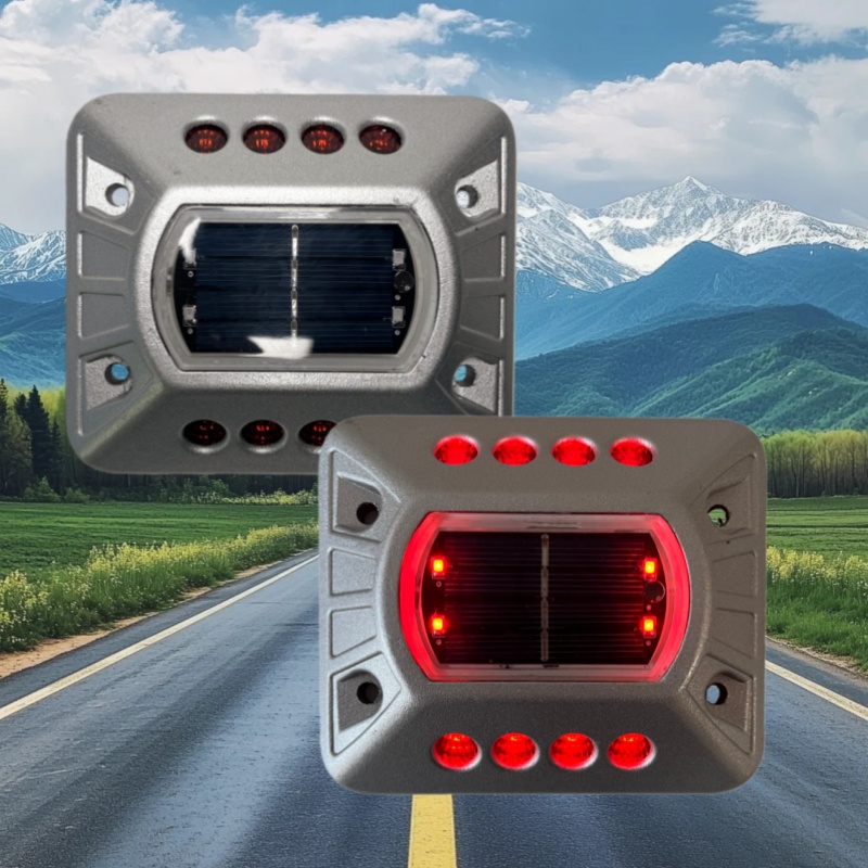 6 Led IP68 Low-profile Aluminum Compression Solar Road Stud Airport Runway Lights Walkway Driveway Deck Solar Cat Eyes