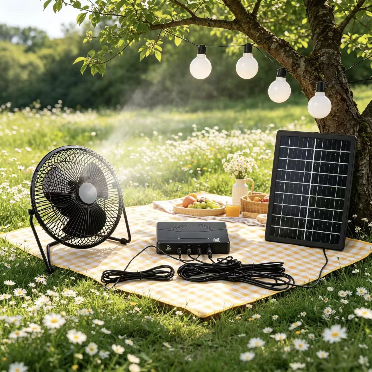 Complete Solar Energy Kit: 3 LED Bulbs &amp; 5-in-1 USB Charger for Home, Camping &amp; Emergency Lighting