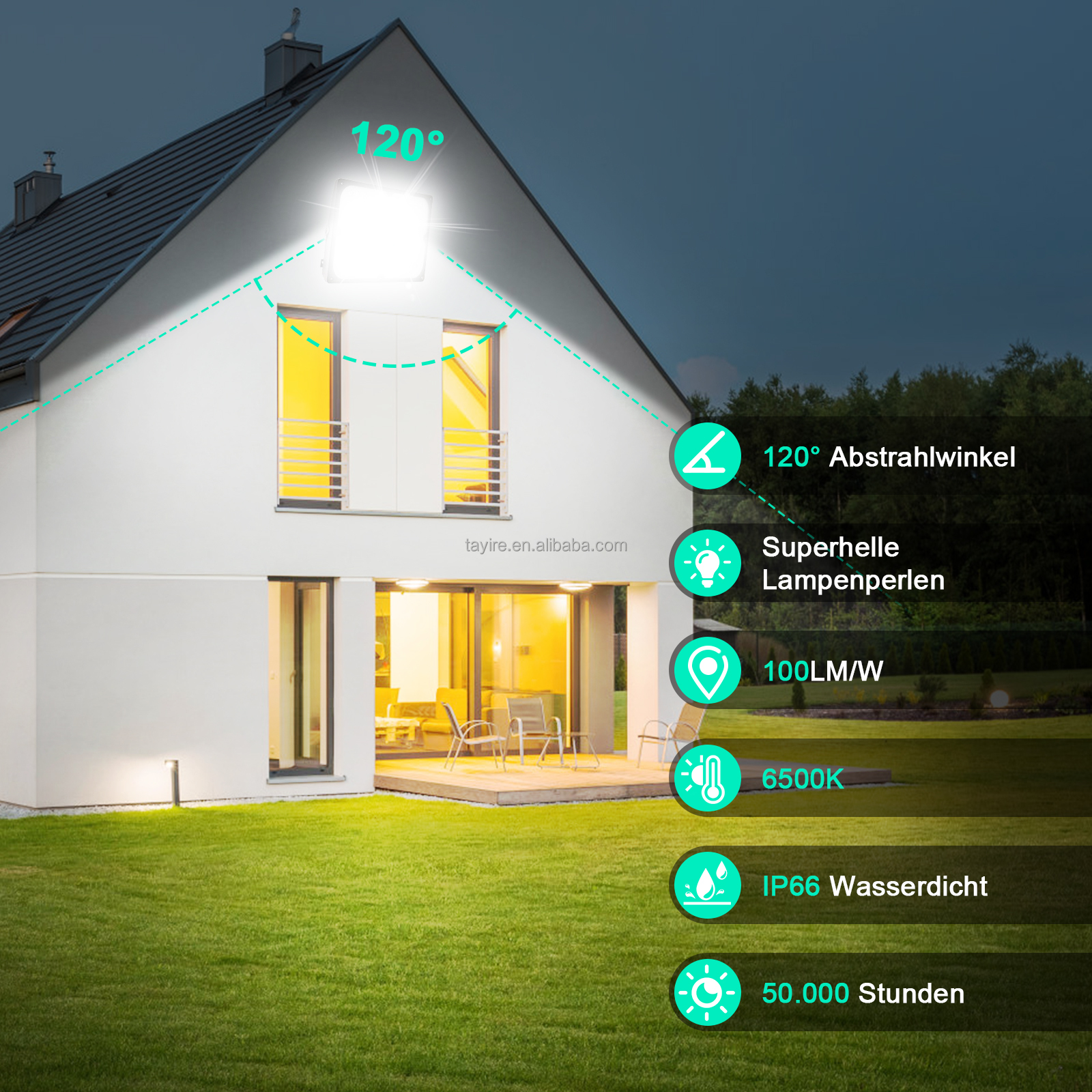 High Brightness Waterproof LED Floodlight Cool White 30W-400W Outdoor Garden Park Yard Garage Lighting Sports Stadium Spotlight