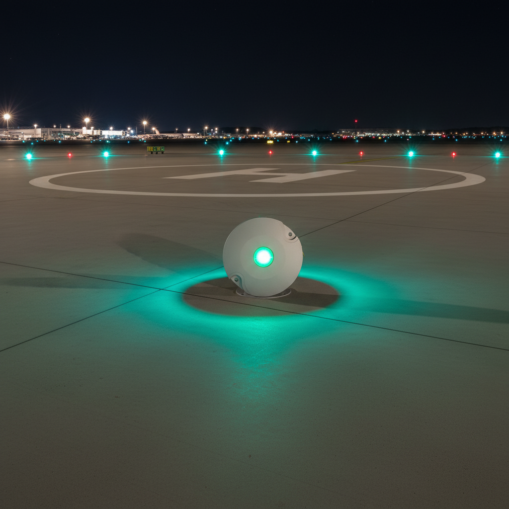 Linterk ICAO FAA Compliant Airport Obstruction Light LED IP68 Green/White 3-Year Warranty Aluminum Alloy Runway End Insert Light