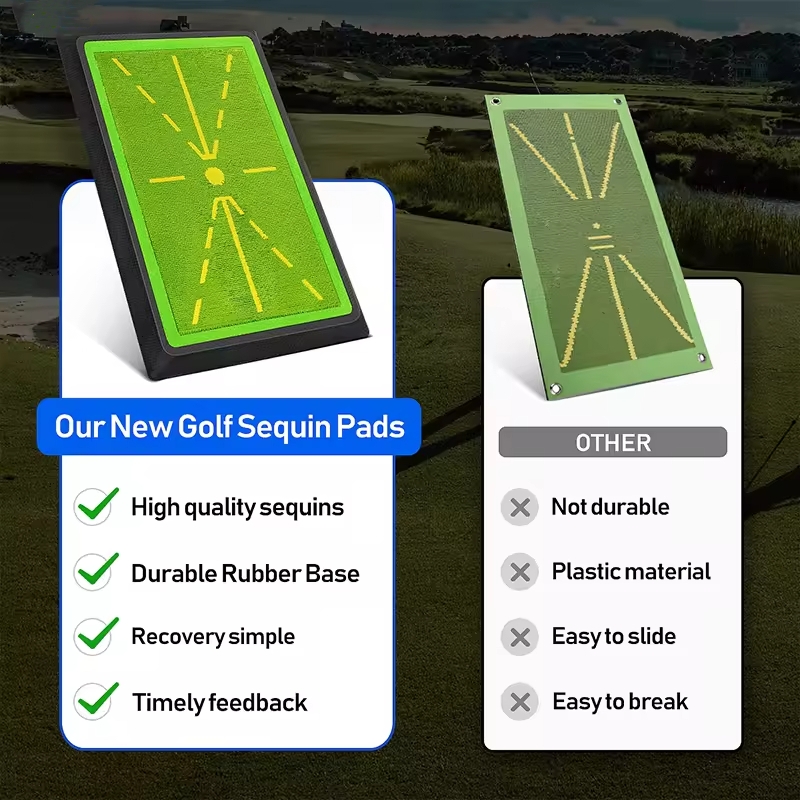 LH Sequin Pearlescent Piece Swing Path Trainer-Instant Feedback Golf Practice Hitting Aid Swing Detection Batting Training Mat