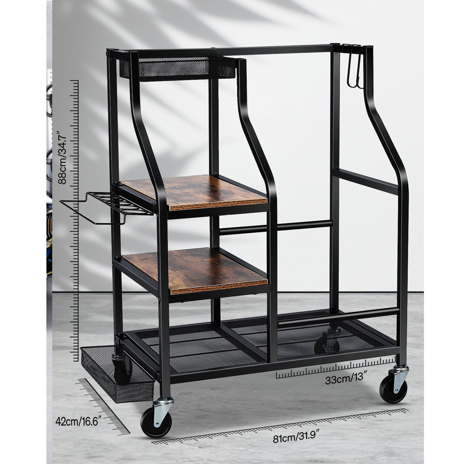 Golf bag storage rack functionality and features