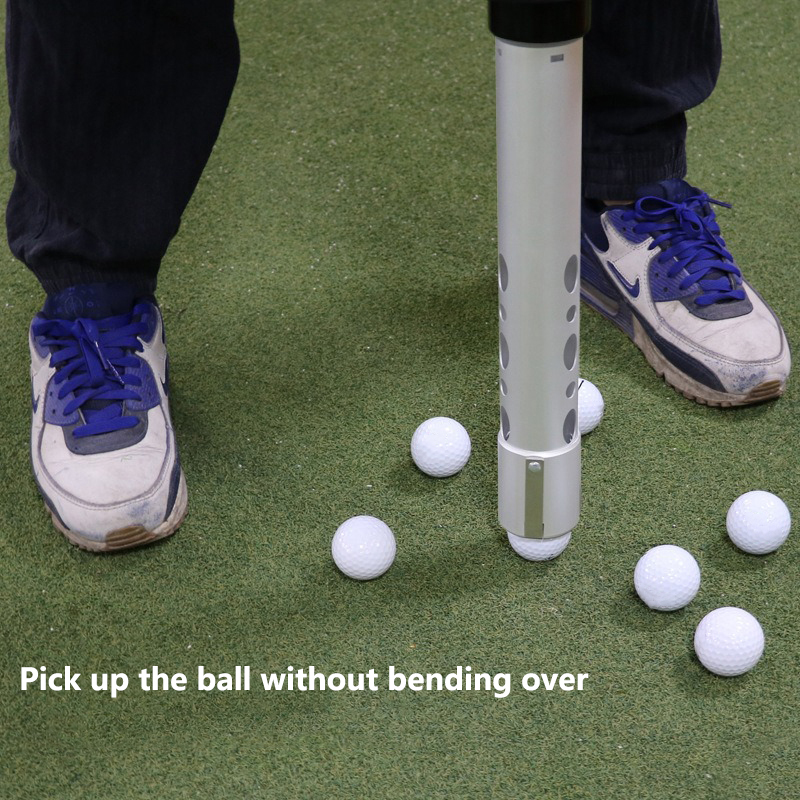 3-Section Detachable Aluminum Tube Golf Ball Retriever with Plastic Grip Head for Standard Size Balls No Need to Bend