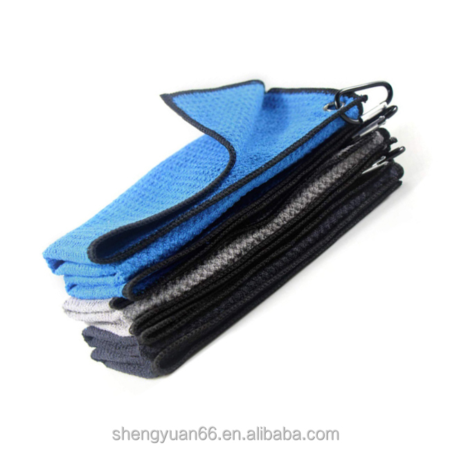 Golf Towel Clip Super Absorbent Quick Dry Soft Eco-Friendly Woven Plaid Pattern Cleaning Cloth for Clubs Balls Golf Accessories