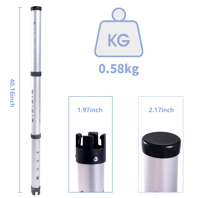 3-Section Detachable Aluminum Tube Golf Ball Retriever with Plastic Grip Head for Standard Size Balls No Need to Bend