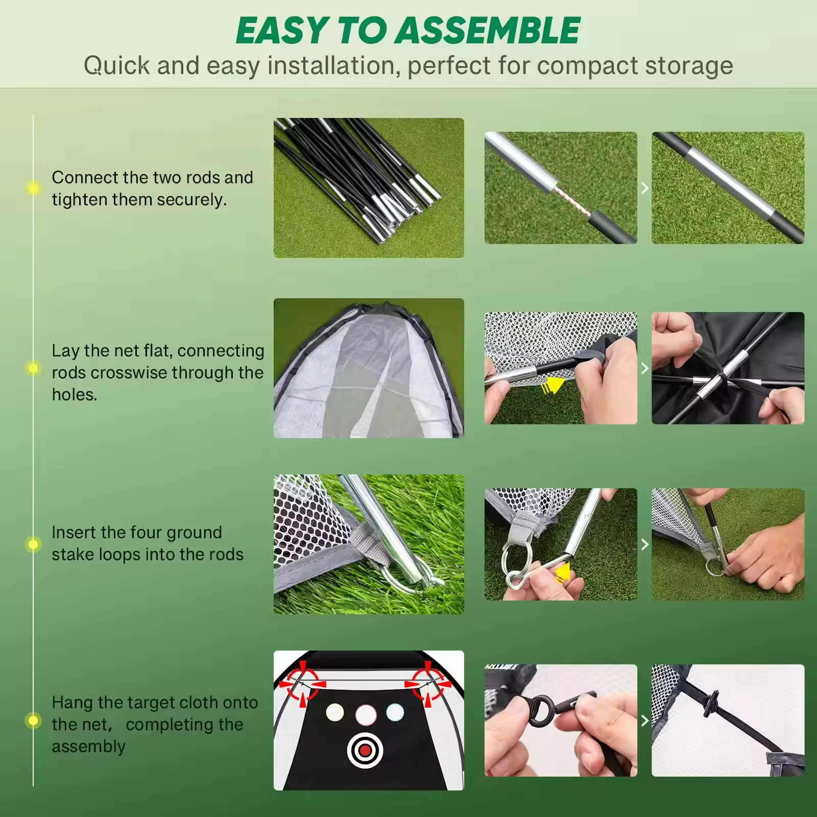 Golf Net 10x7ft Practice Net With Tri-Turf Mat All-In-1 Home Golf Hitting Aid for Backyard Driving Chipping Swing Training Black