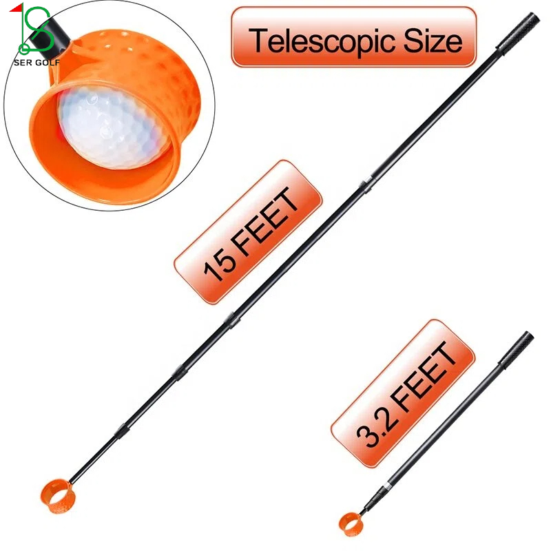 Factory Bulk Price Aluminum Manual Golf Ball Retriever with Telescopic Plastic Head Waterproof Ball Picker