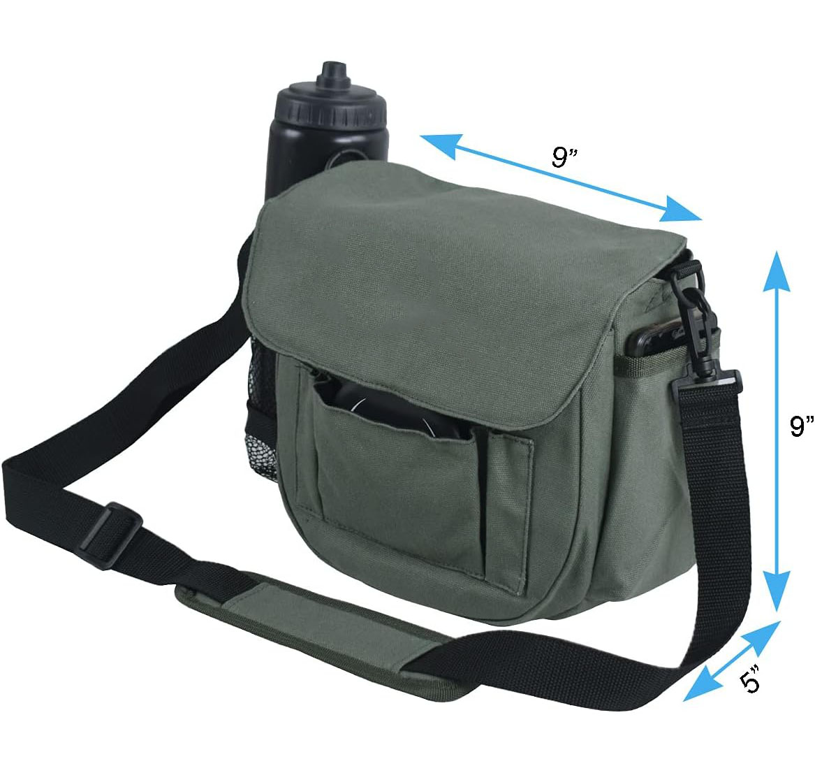 Portable Lightweight Durable Canvas Disc Golf Bag 6+ Disc Capacity Water Bottle Holder Accessory Slots