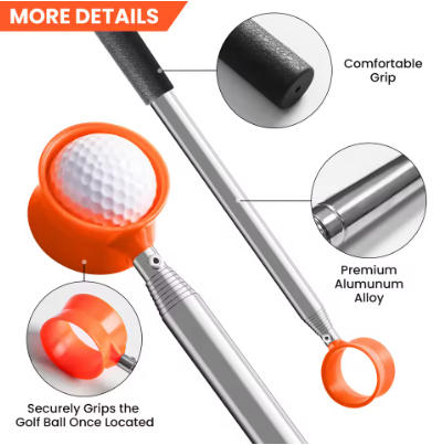 Unbreakable 9ft - Telescopic Golf Ball Picker Upper Custom Logo Golf Ball Picker Retriever Premium Golf Supplies