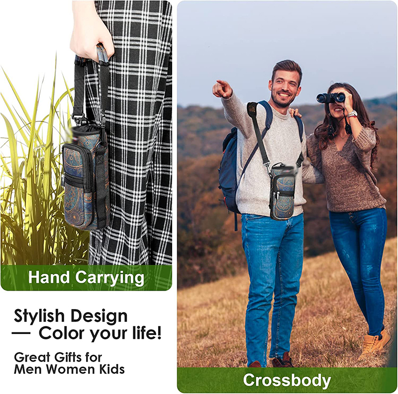 Adjustable Shoulder Strap Neoprene Water Bottle Holder Pouch 40 Oz Bottle Carrier Soft Handle Large Capacity Washable Feature