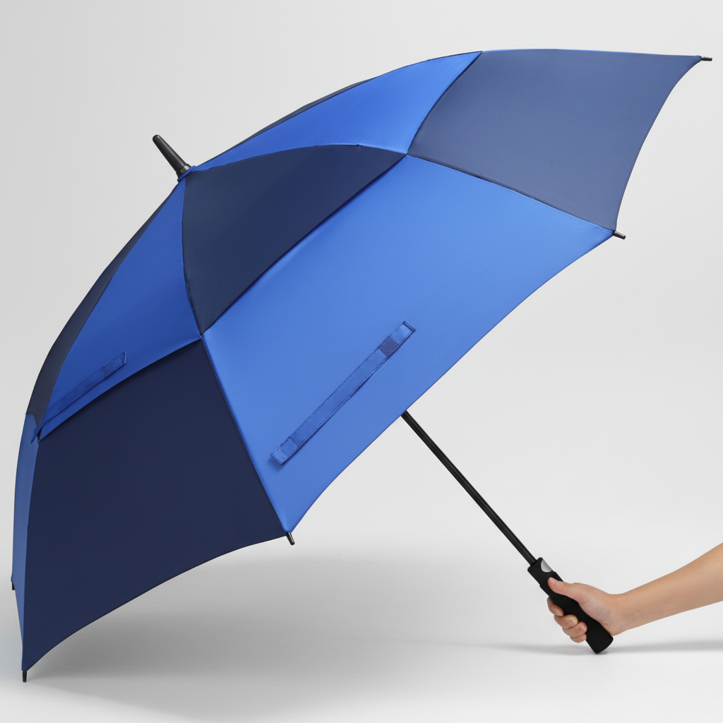 Promotion Large Size Double Canopy Golf Umbrella for Rain and Sun Protection Waterproof Custom logo for Men and Women
