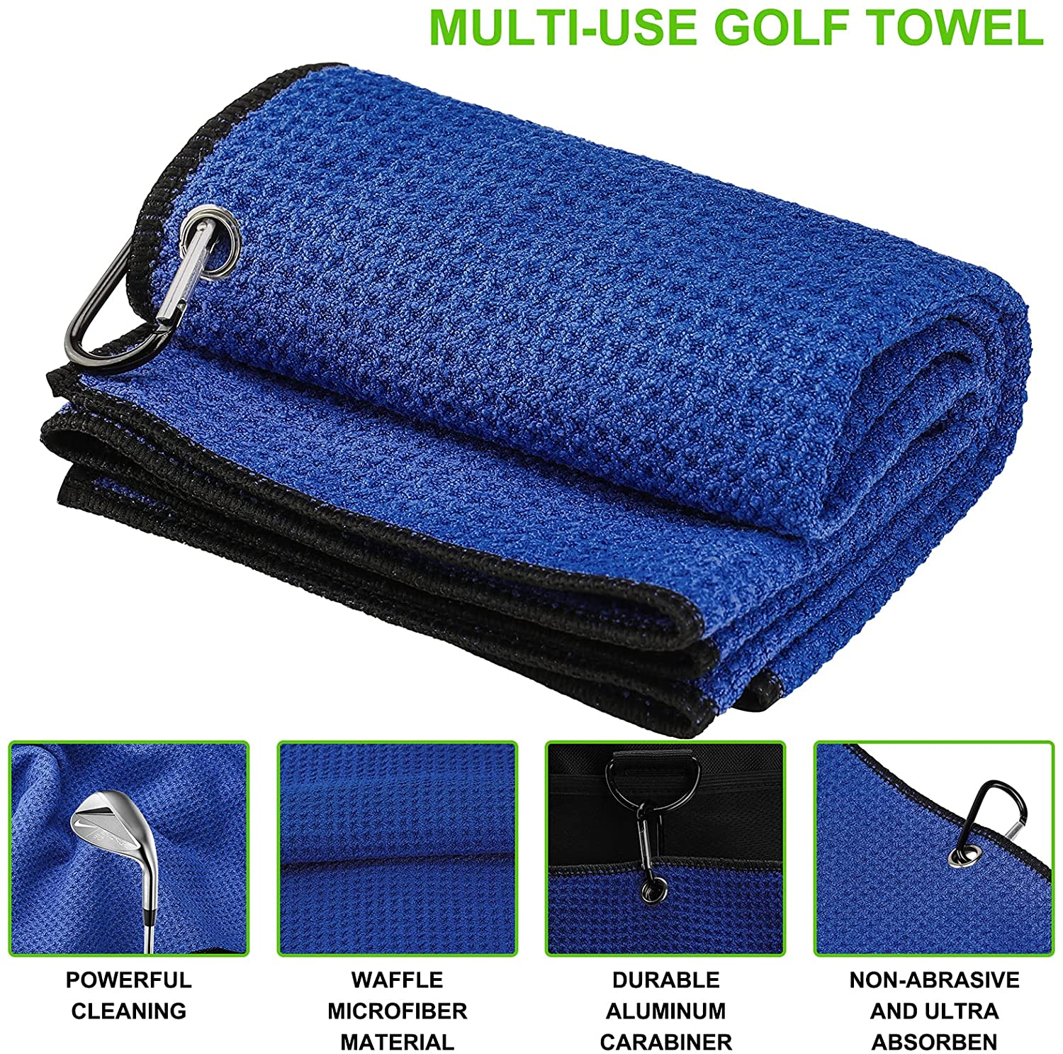 Factory Direct Golf Towel Set Microfiber Waffle Golf Towel Brush Tool Set Cleaning Accessories Golf Towel
