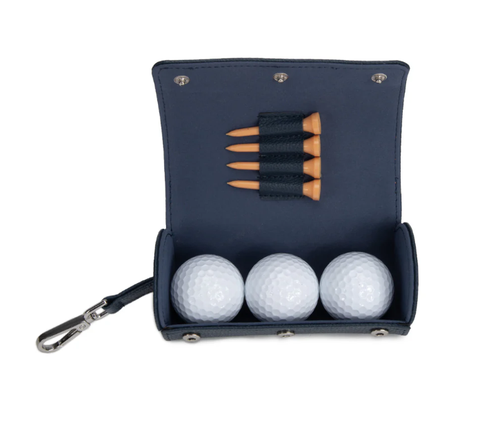 Golf Ball Pouch Holds 3 Golf Balls &amp; 4 Tees Waterproof PU Leather Golf Travel Case Set for Golfers