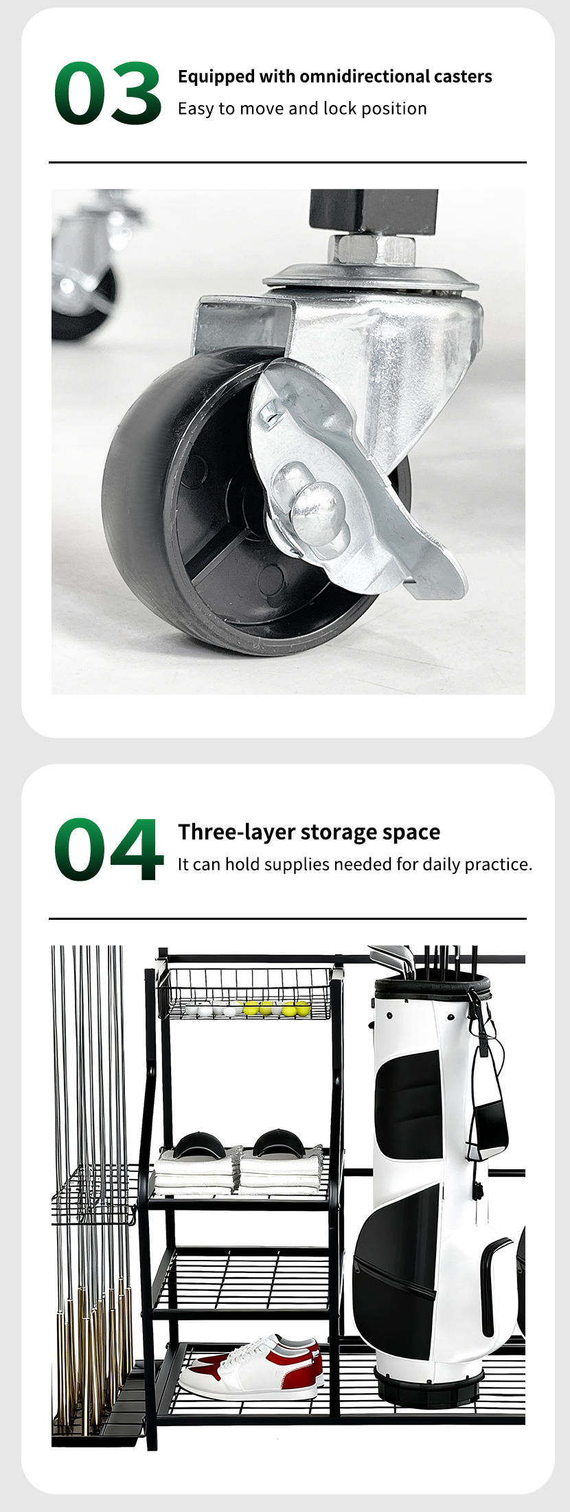 Golf Bag Club Holder Rack Accessories Shelves Ball Storage Stand Golf Bag Storage Rack for Garage
