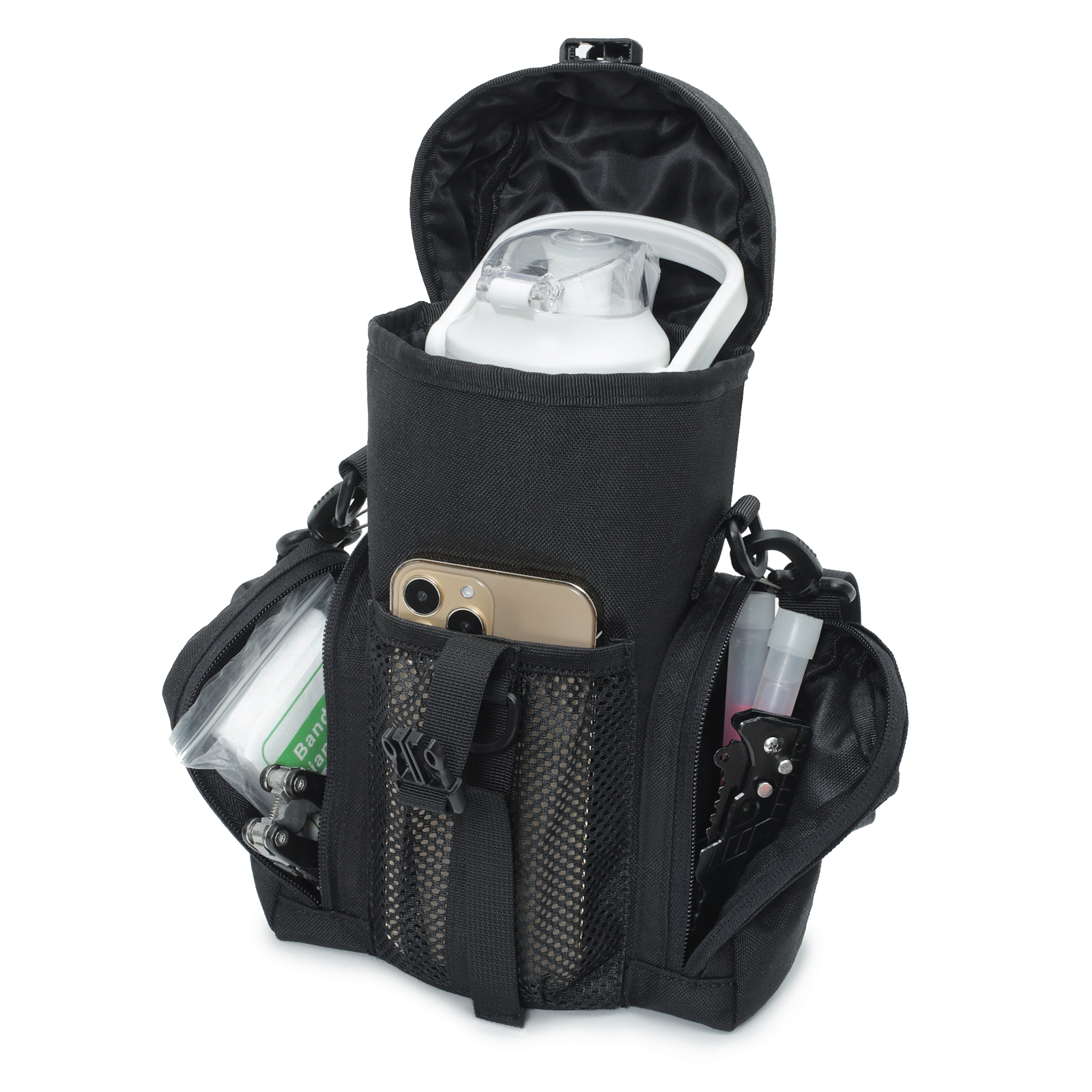 Molle Water Bottle Holder, Sports Bag 1000D Nylon Tactical Molle Water Bottle Pouch, Hydration Carrier for Camping Mesh Pocket