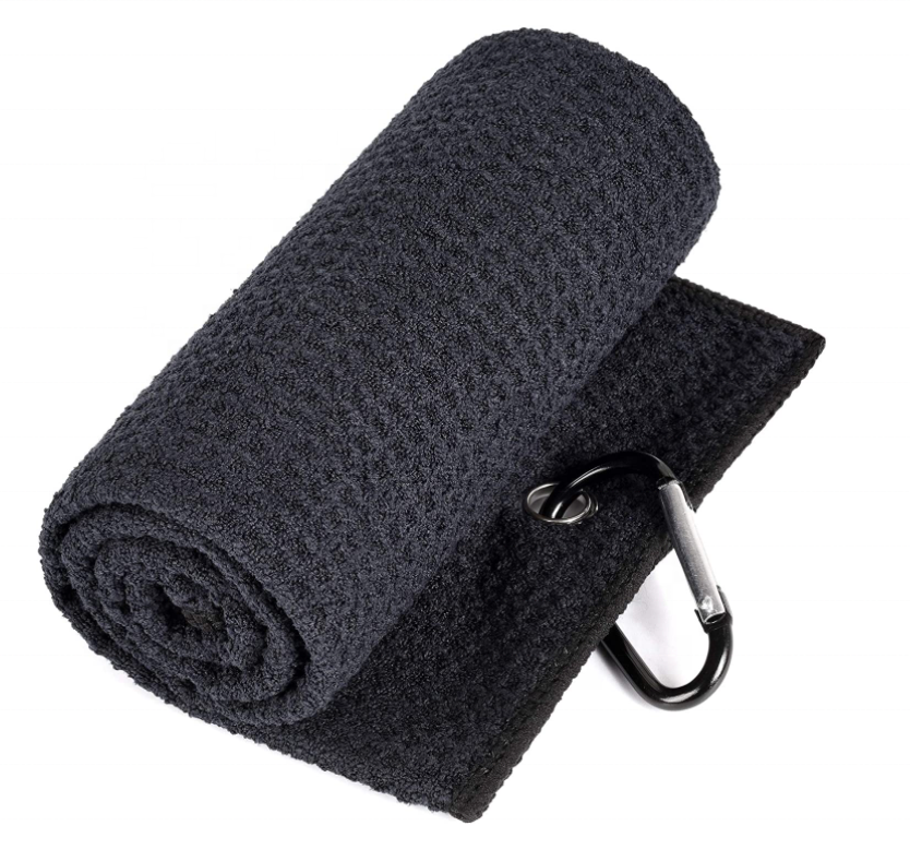 Golf Towel Clip Super Absorbent Quick Dry Soft Eco-Friendly Woven Plaid Pattern Cleaning Cloth for Clubs Balls Golf Accessories