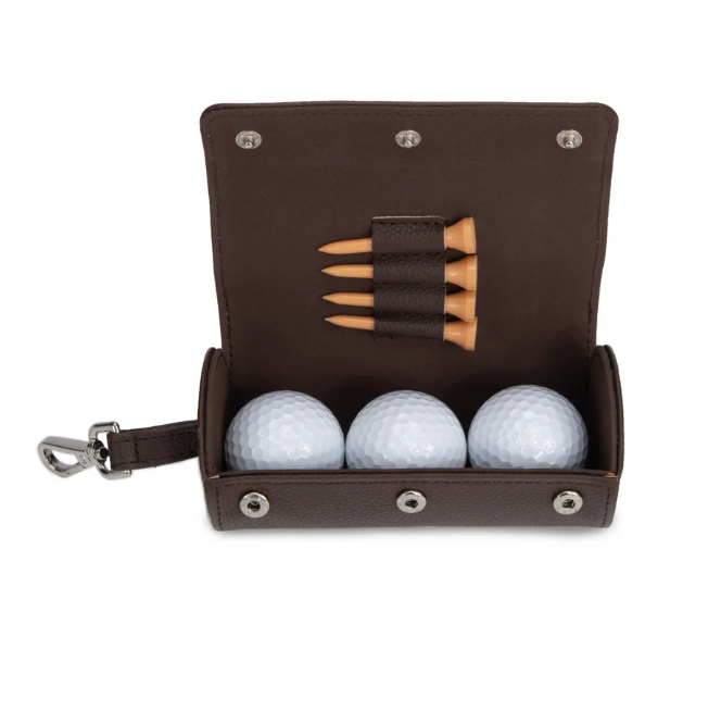 Golf Ball Pouch Holds 3 Golf Balls &amp; 4 Tees Waterproof PU Leather Golf Travel Case Set for Golfers